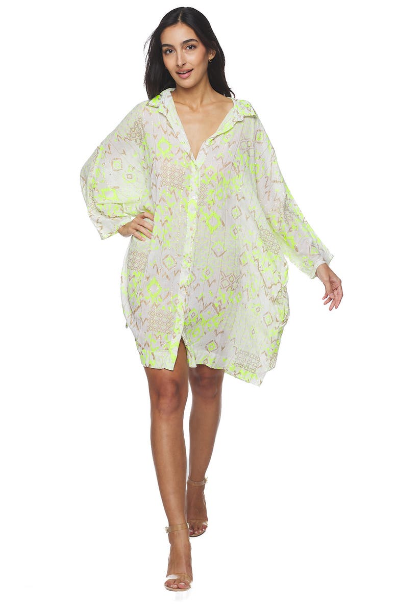 RANEES Oversize Button-Up Shirt, Alternate, color, Green
