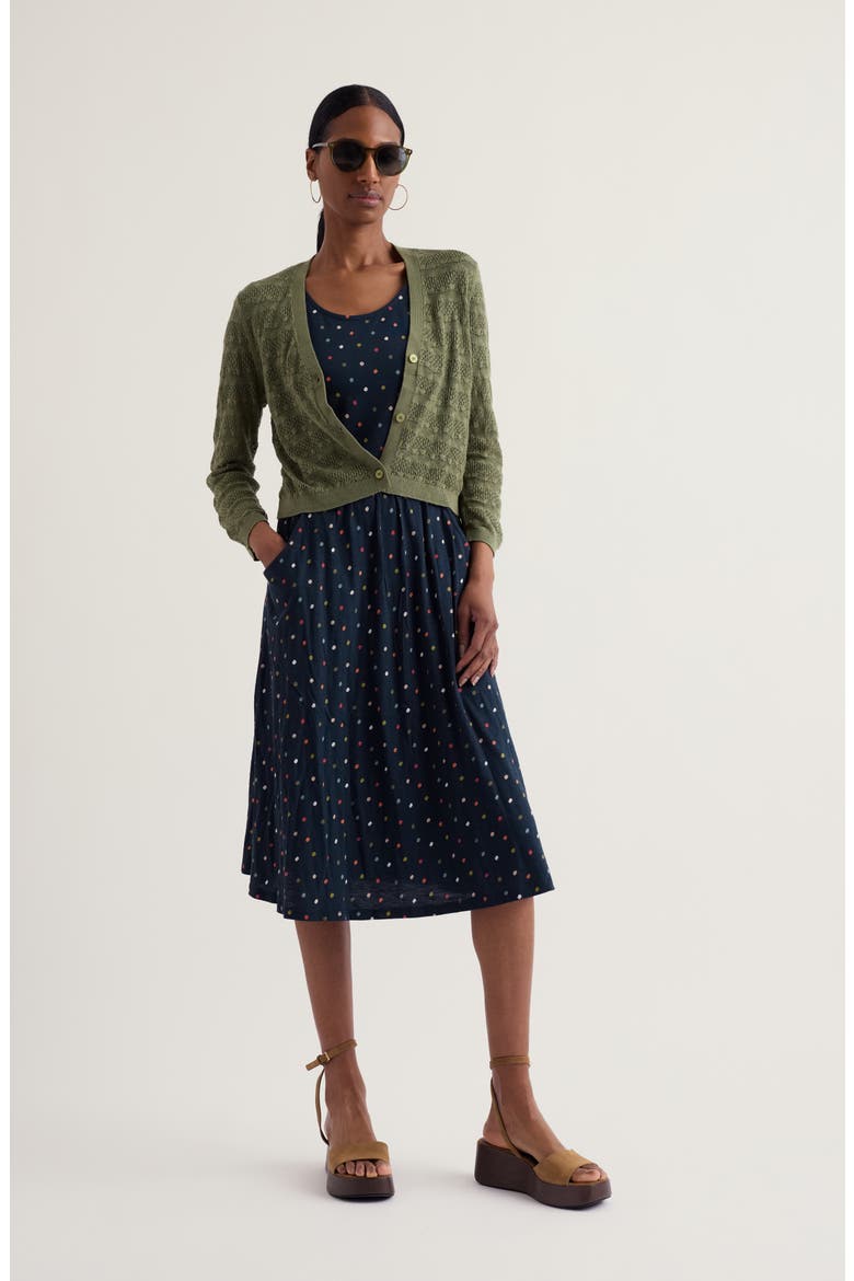 Enor Dot Print Organic Cotton Fit & Flare Midi Dress, Alternate, color, LITTLE SPONGE SPOT MIX