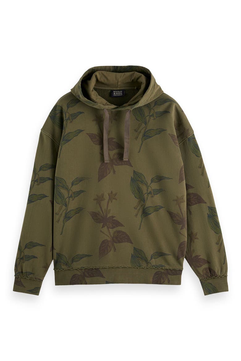 Over Dye Allover Loose Fit French Terry Hoodie, Alternate, color, LEAVES