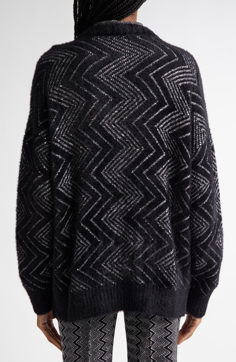 Missoni Oversize Sequin Embellished Zigzag Cardigan, Alternate, color,