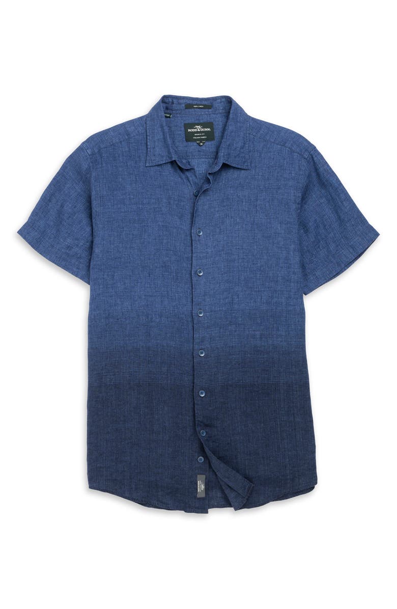 Rodd & Gunn Cannons Sports Fit Ombré Short Sleeve Linen Button-Up Shirt, Alternate, color, 