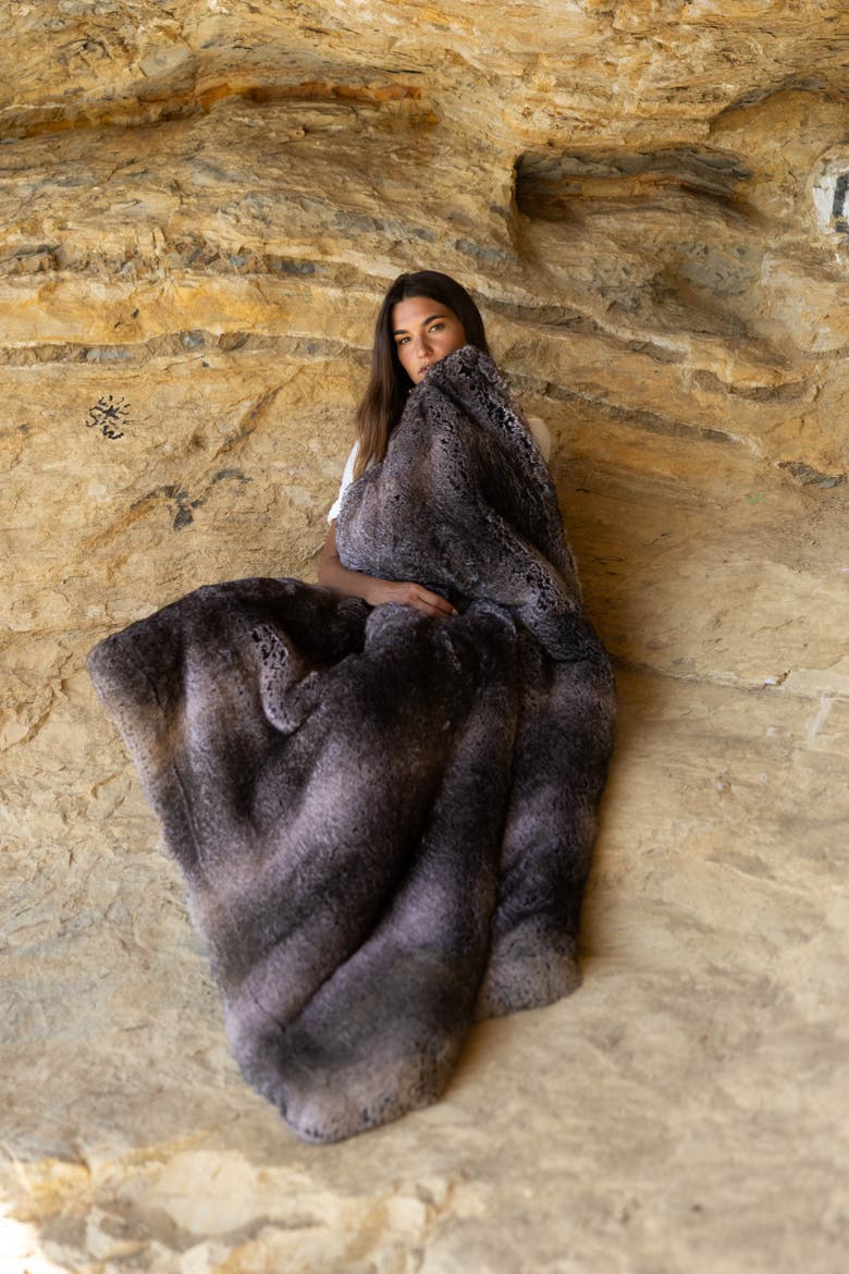 Alpine Faux Fur Throw Blanket, Alternate, color, Grey Multi