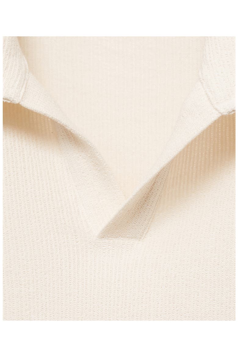 Johnny Collar Textured Cotton Blend Polo, Alternate, color, ECRU
