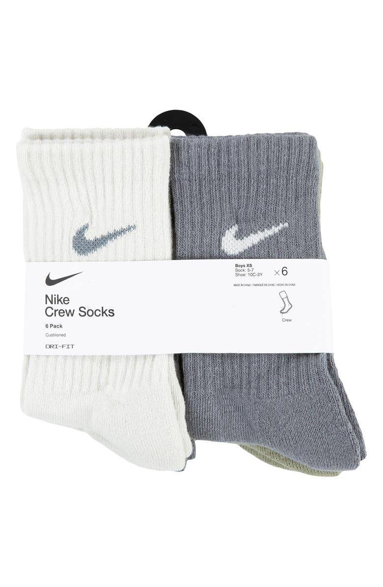 Nike Kids' Basic Swoosh Performance Crew Socks, Alternate, color, Light Bone