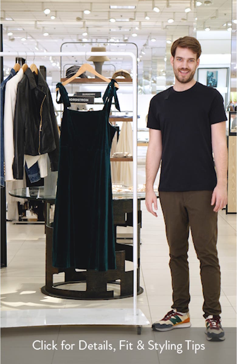 Laurel Tie Shoulder A-Line Velvet Midi Dress, sales video thumbnail