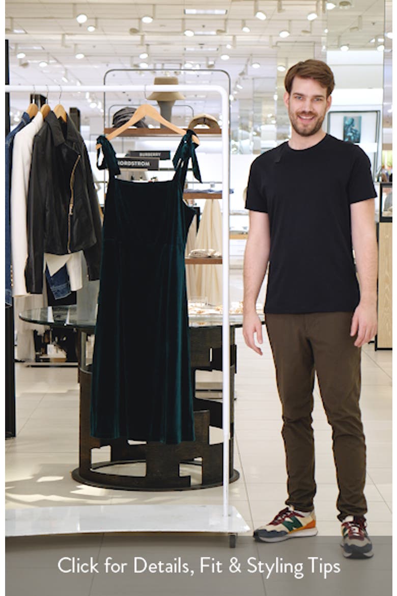 Laurel Tie Shoulder A-Line Velvet Midi Dress video
