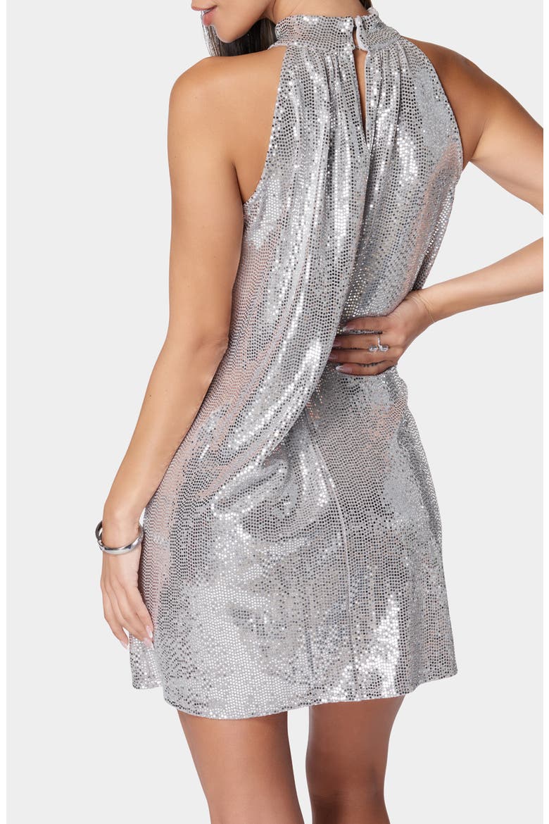 Trap Disco Dot Halter Dress, Alternate, color, SILVER