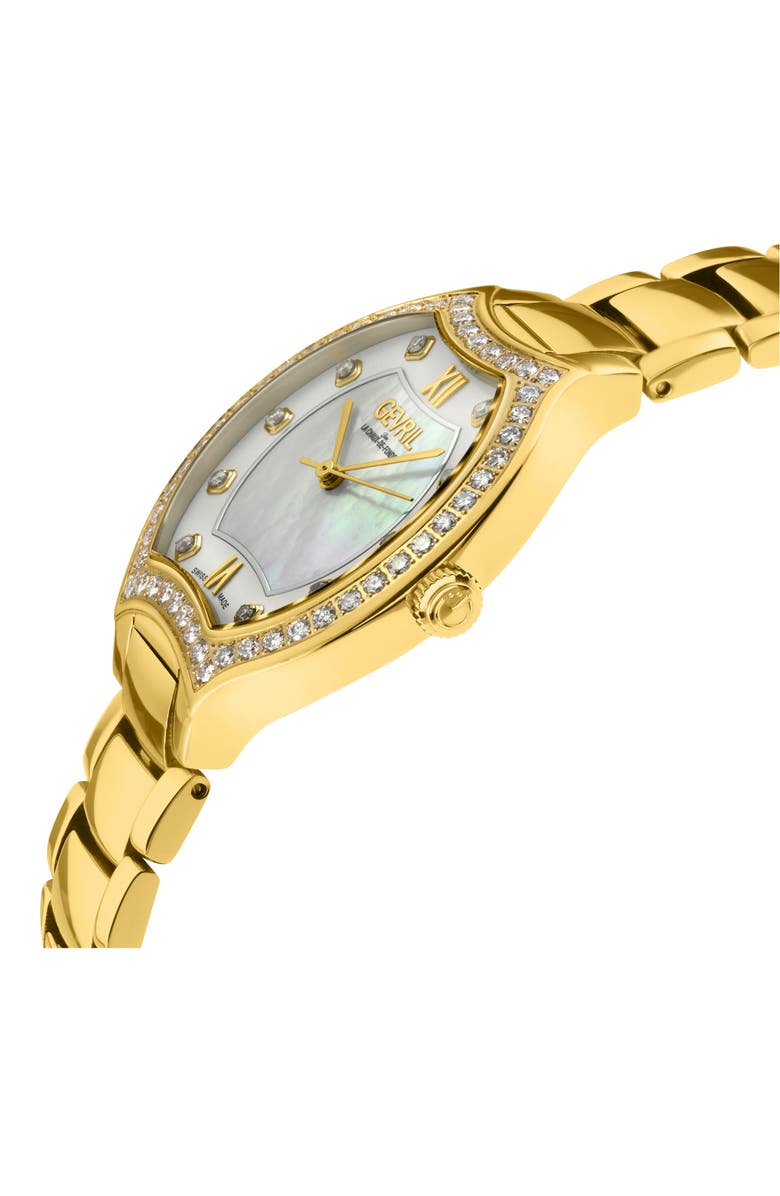 GEVRIL Lugano Diamond Bracelet Watch, 35mm, Alternate, color, Gold