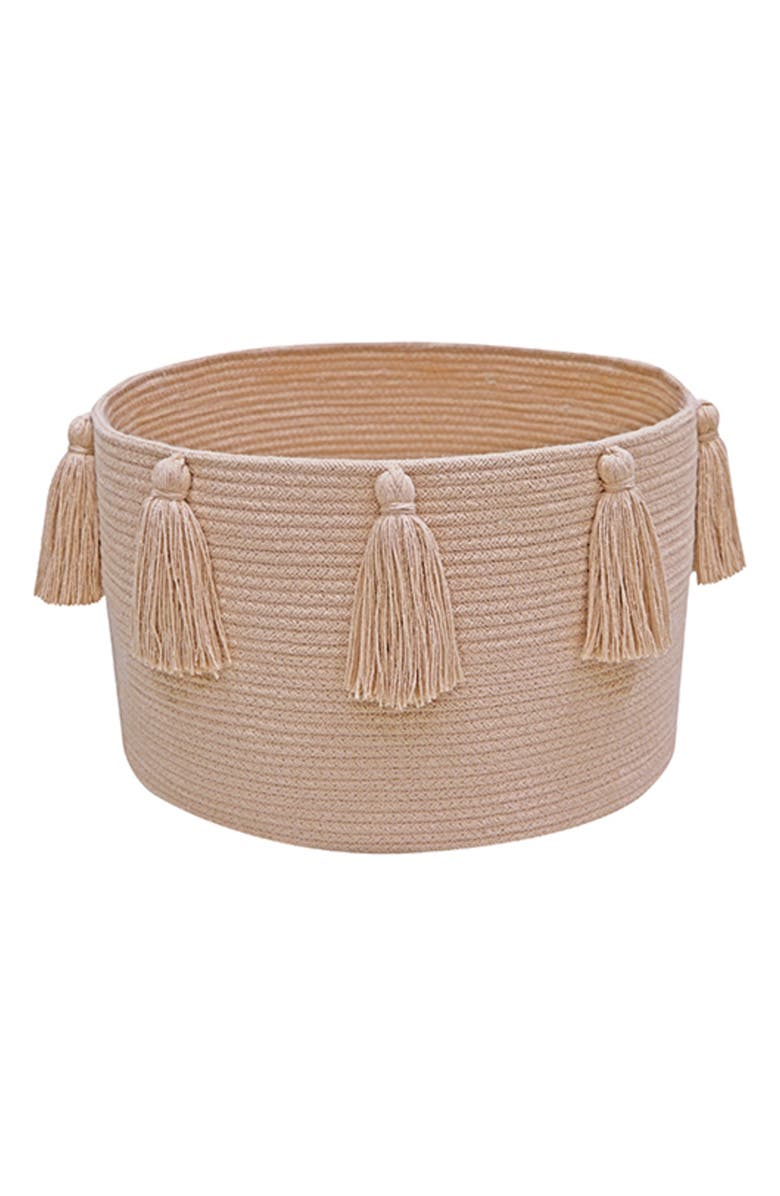 Lorena Canals Tassel Basket, Main, color, Rose