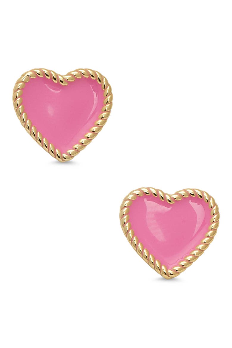 Kids' Heart Twist Stud Earrings, Main, color, PINK