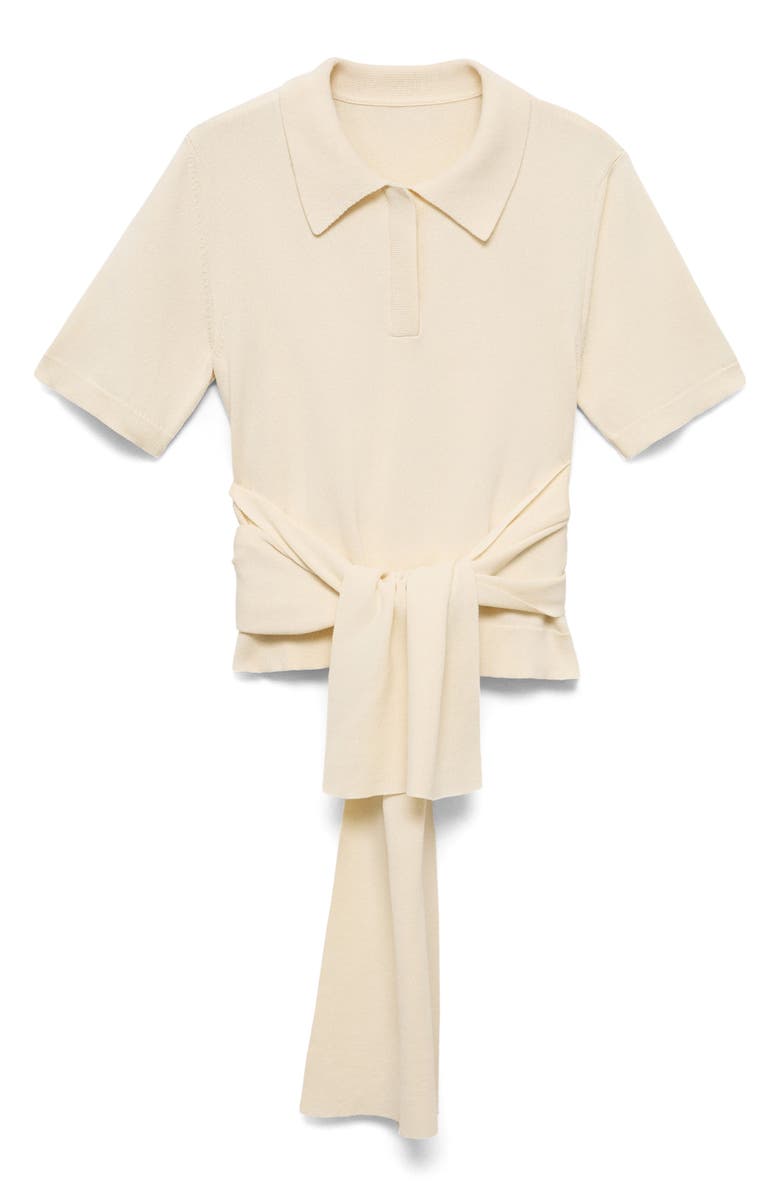 MANGO Tie Hem Polo Sweater, Alternate, color, 