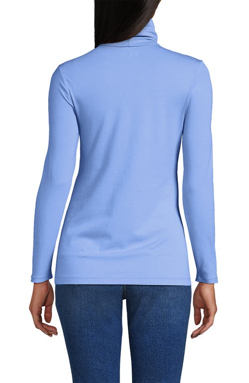 Lands' End Lightweight Jersey Skimming Long Sleeve Turtleneck In Blue
