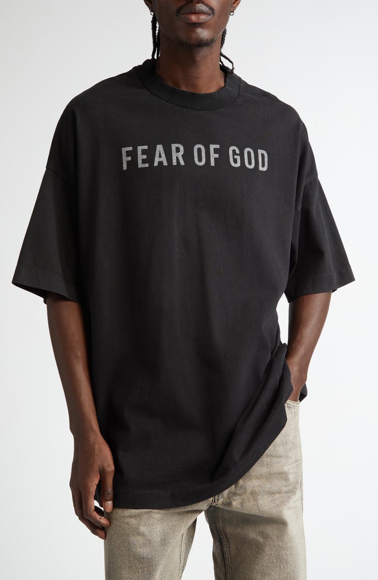 Fear of God Oversize Logo Graphic T-Shirt, Main, color, Black