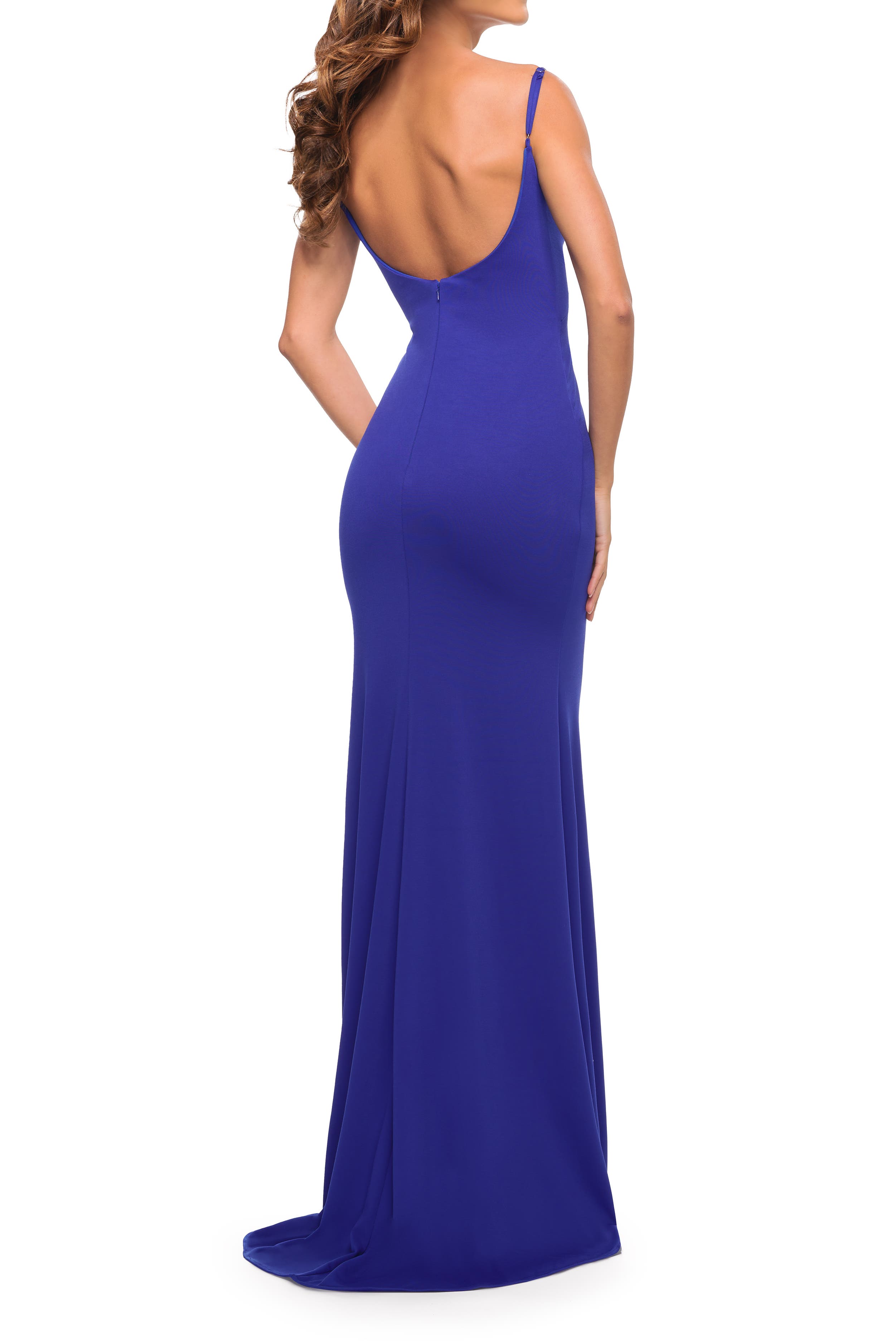 La Femme Simple Elegant Long Jersey Dress with Scoop Neck (Women ...