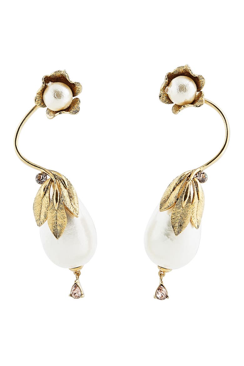 Hanging Imitation Pearl Drop Earrings, Main, color, LIGHT PEACH