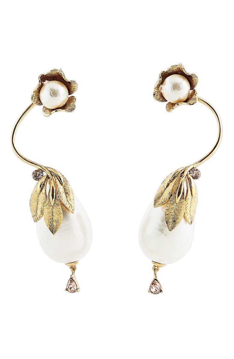 Oscar de la Renta Hanging Imitation Pearl Drop Earrings, Main, color,
