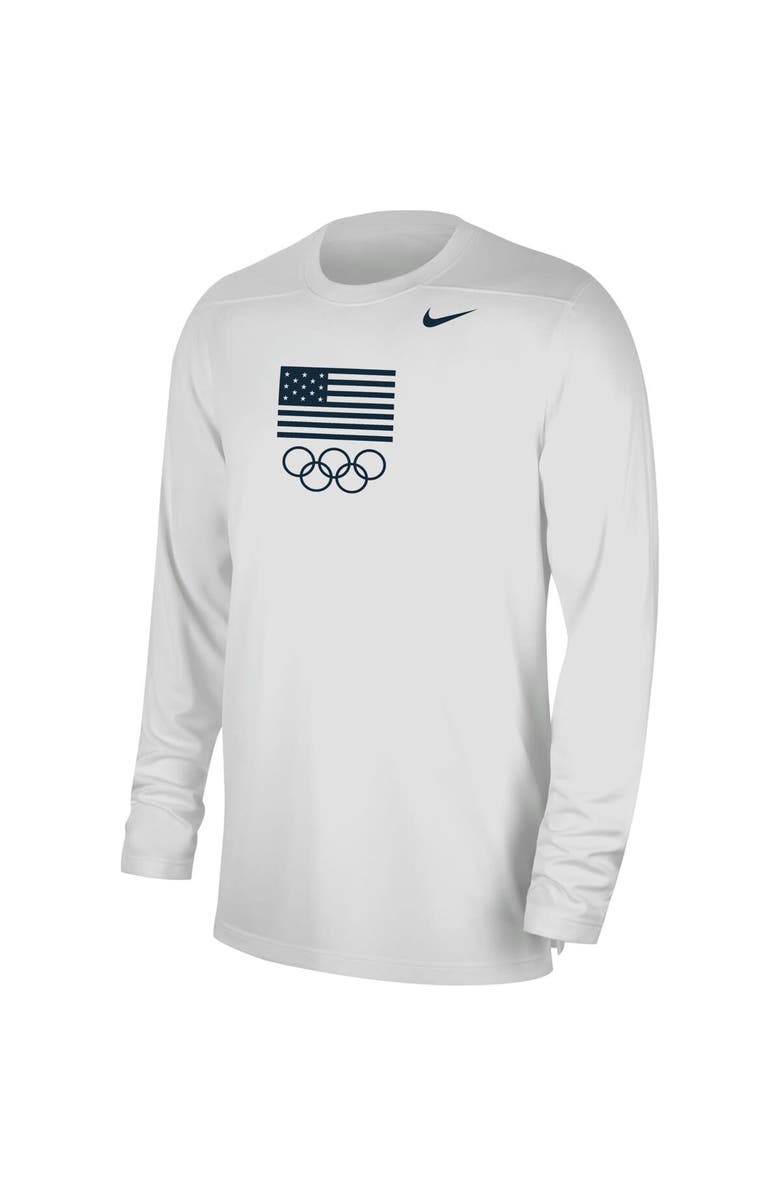 Nike Men's Nike White Team USA UV Coach Long Sleeve Performance T-Shirt, Alternate, color, 