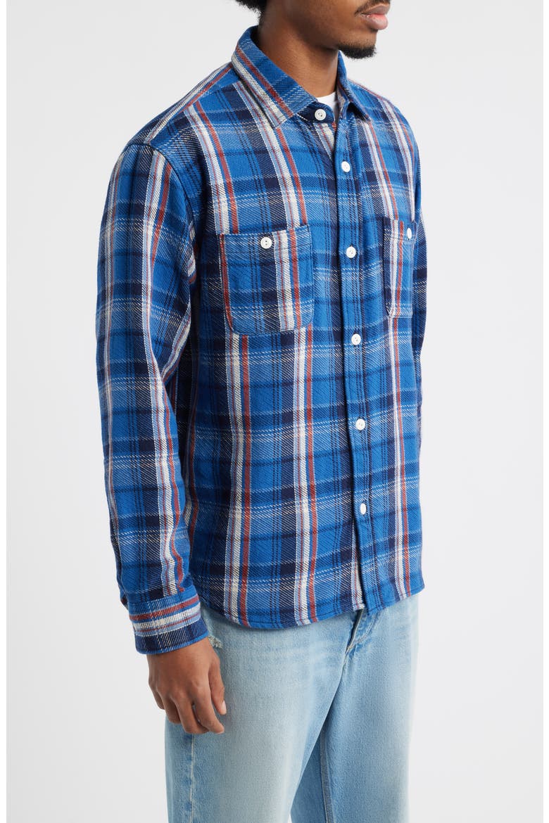 Plaid Cotton Button-Up Work Shirt, Alternate, color, BLUE PLAID