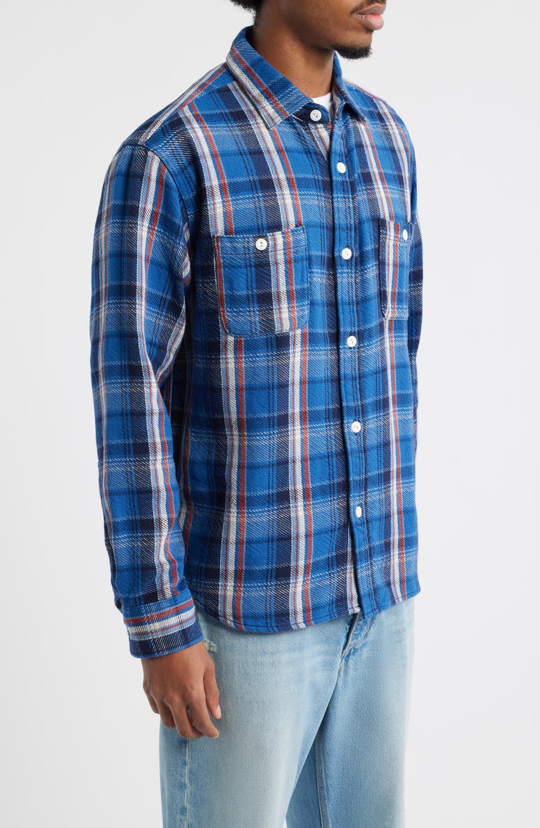 EDWIN Plaid Cotton Button-Up Work Shirt, Alternate, color, Blue Plaid