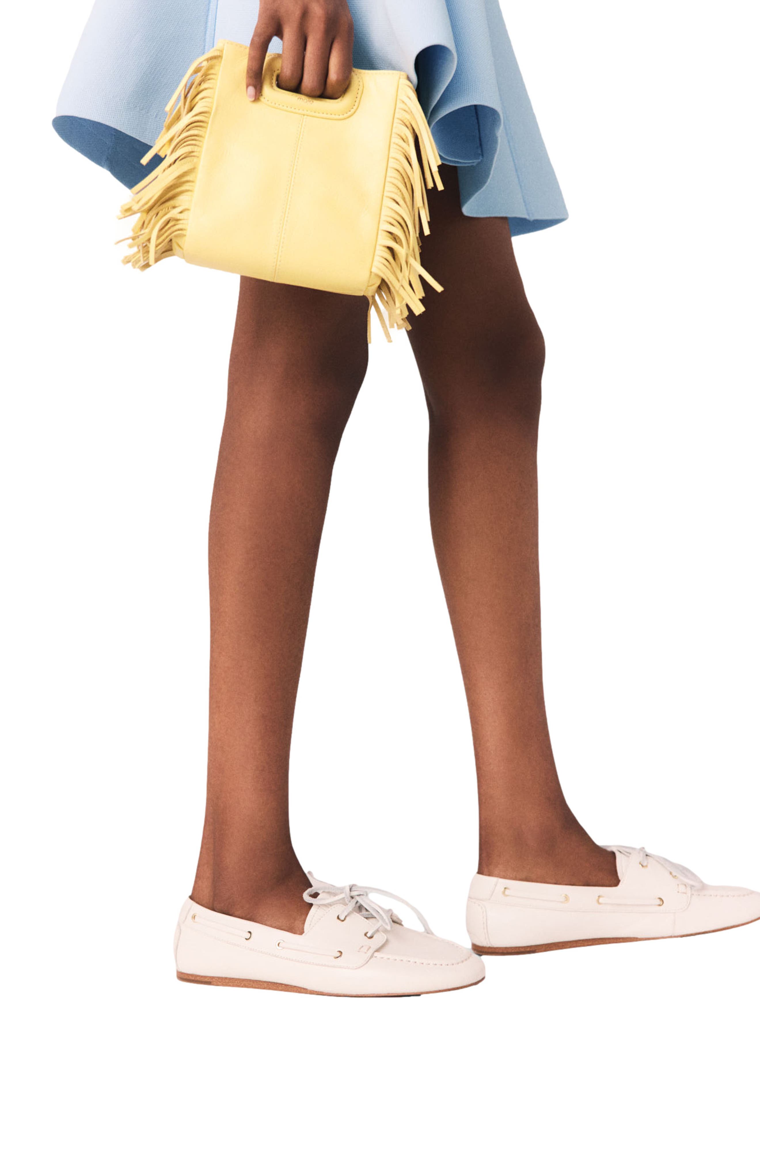 maje Matte crackled leather M Mini bag, Alternate, color, Pale Yellow