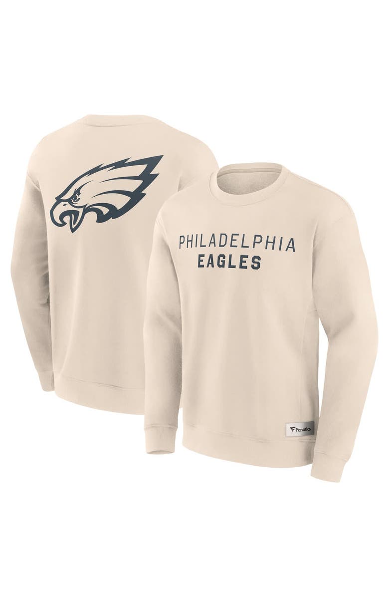 FANATICS Men's Fanatics Cream Philadelphia Eagles Elements Future Ground Lettering Pullover Sweatshirt, Main, color, Cream