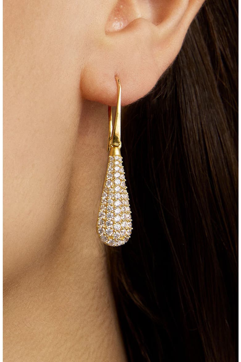 Margaux Pavé Drop Earrings, Alternate, color, WHITE TOPAZ/ GOLD