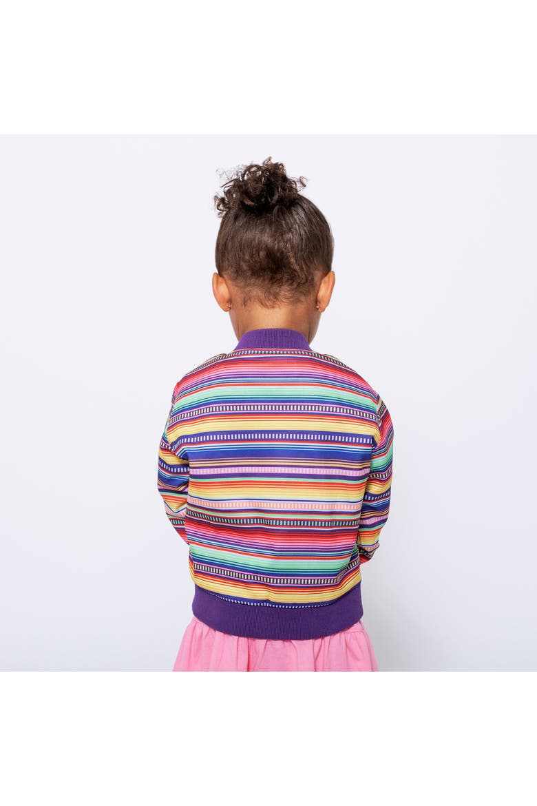 Girls Reversible Zip up Lightweight Bomber Jacket, Alternate, color, Purple Multicolor Stripe