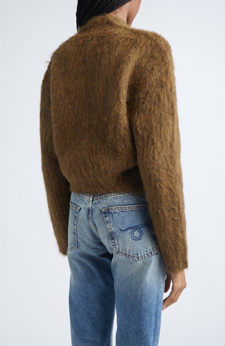 R13 Split Hem Rib Alpaca & Wool Blend Cardigan, Alternate, color, Heather Olive Green