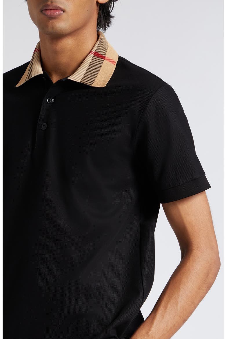 Cody Check Collar Cotton Piqué Polo, Alternate, color, BLACK