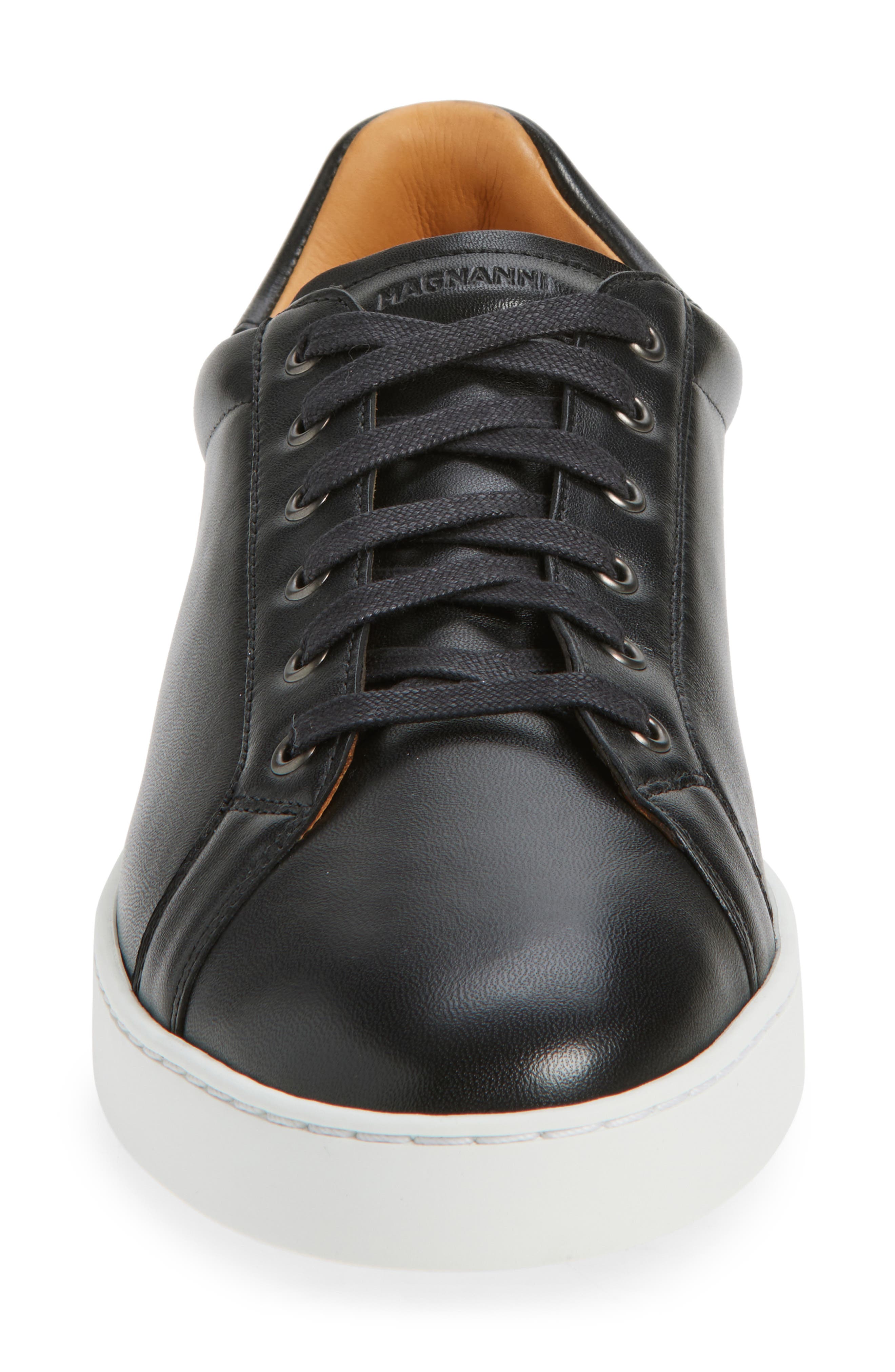 Magnanni Cote Lo Leather Sneaker, Alternate, color, Black Napa
