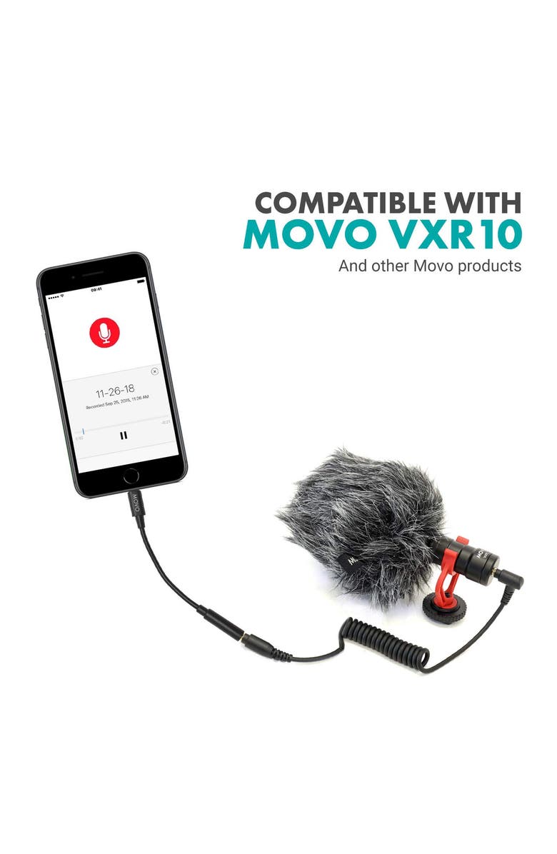 MOVO IMA-1 Microphone Adapter Cable - 3.5mm TRRS to Lightning Connector - Compatible with iOS Devices, Alternate, color, Black