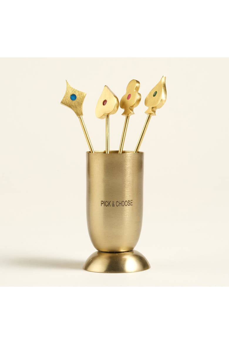 Tanda Steel Cocktail Sticks Entertaining Essential, Main, color, Metallic Gold