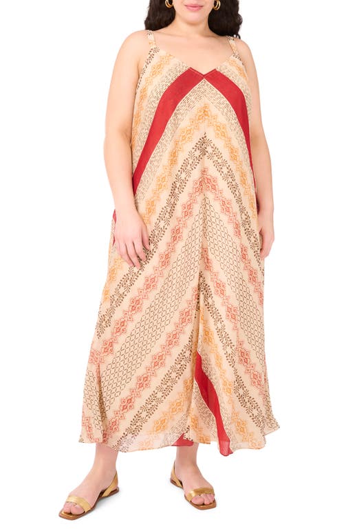 Vince Camuto Printed Maxi Sundress In Brown