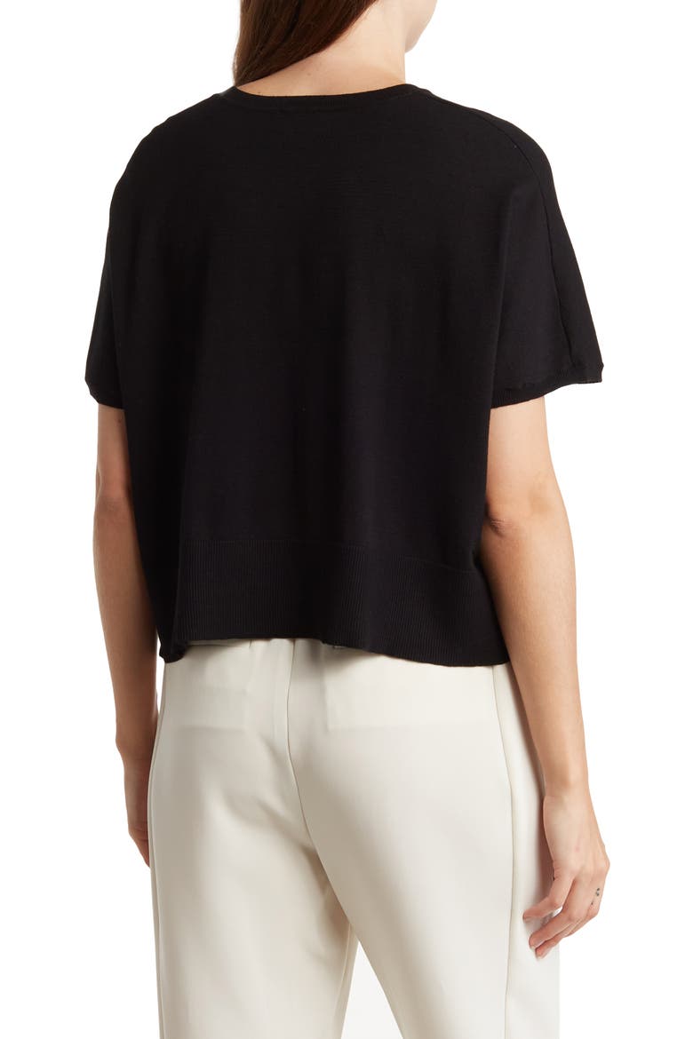 Jette Short Sleeve Crop Sweater, Alternate, color, BLACK