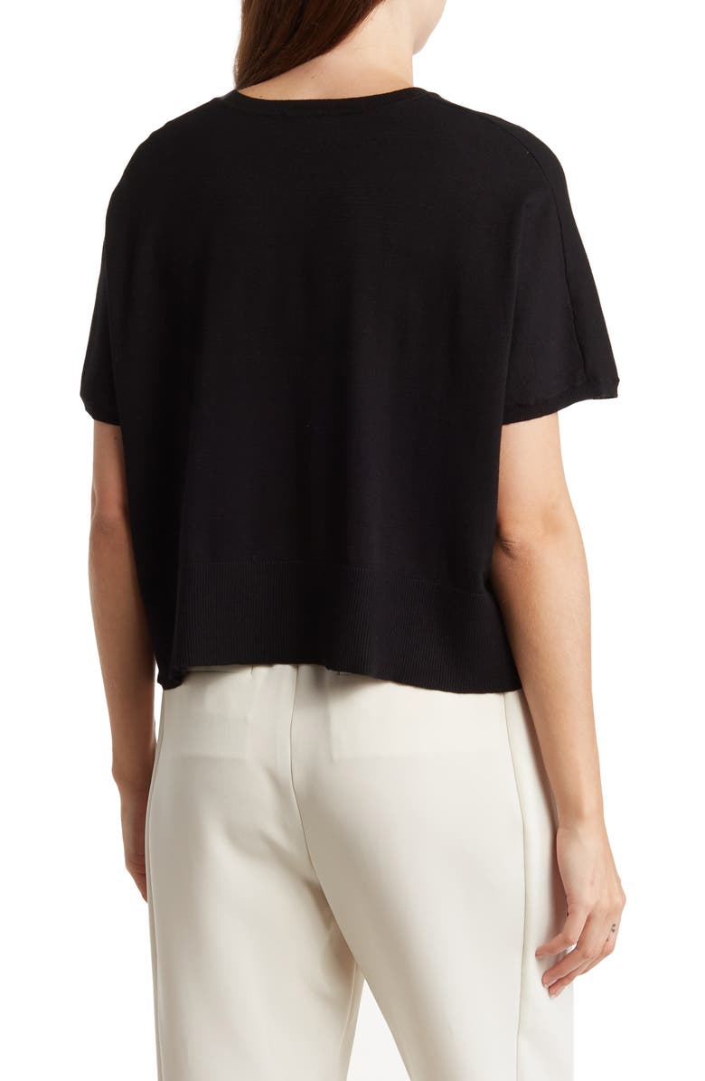 Splendid Jette Short Sleeve Crop Sweater, Alternate, color, Black