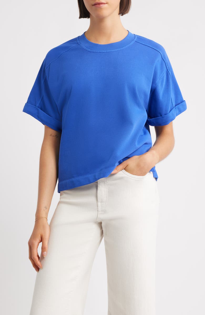 CITY BLUES Brie Boxy Short Sleeve Sweatshirt, Main, color, Royal Blue