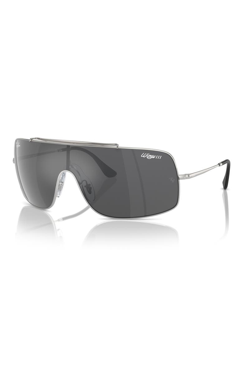 Wings III 136mm Square Wrap Sunglasses, Alternate, color, SILVER
