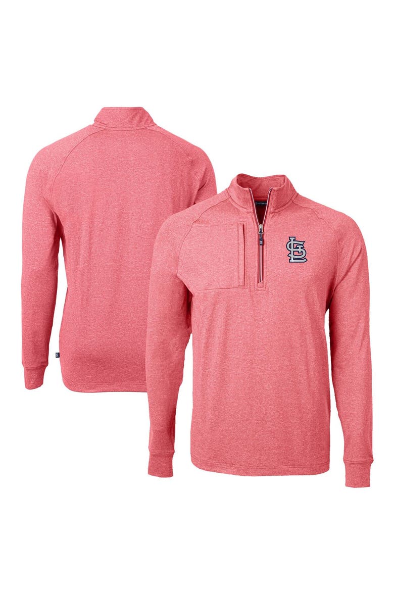 Men's Cutter & Buck Heather Red St. Louis Cardinals Big & Tall Adapt Eco Knit Stretch Recycled Quarter-Zip Pullover Top, Main, color, Heather Red