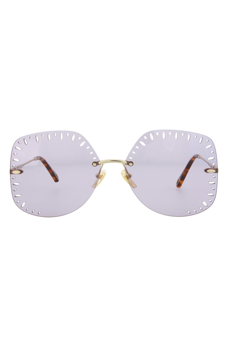 Chloé 63mm Oversize Geometric Sunglasses, Main, color, Gold Violet