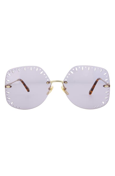 63mm Oversize Geometric Sunglasses