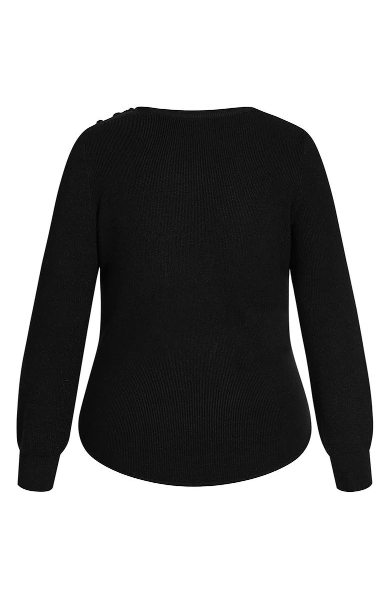 City Chic Royal Tie Hem Sweater, Alternate, color, Black