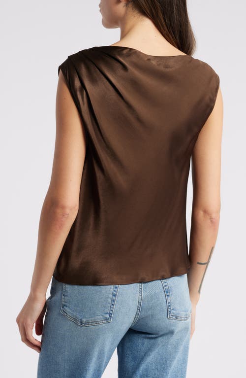 Rails Lilly Cowl Neck Satin Top In Dark Moss
