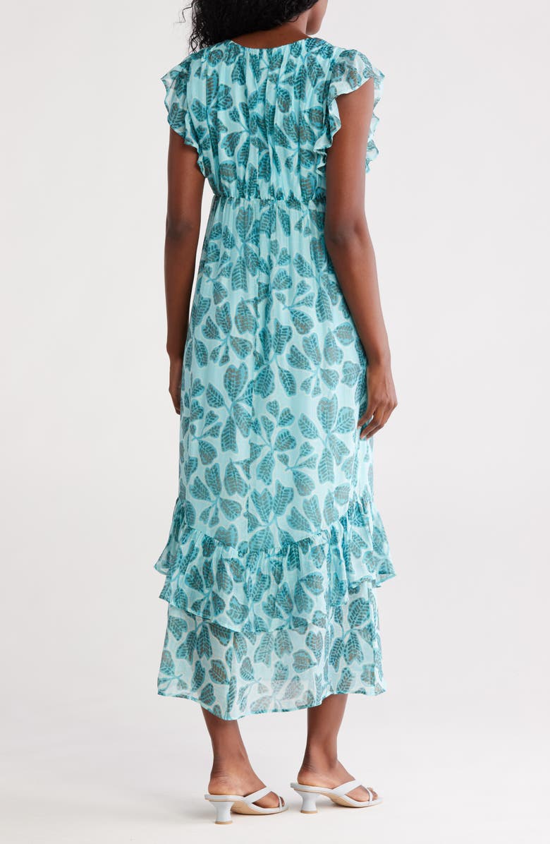The Good Journey Ruffle Tiered Midi Dress, Alternate, color, Blue Combo