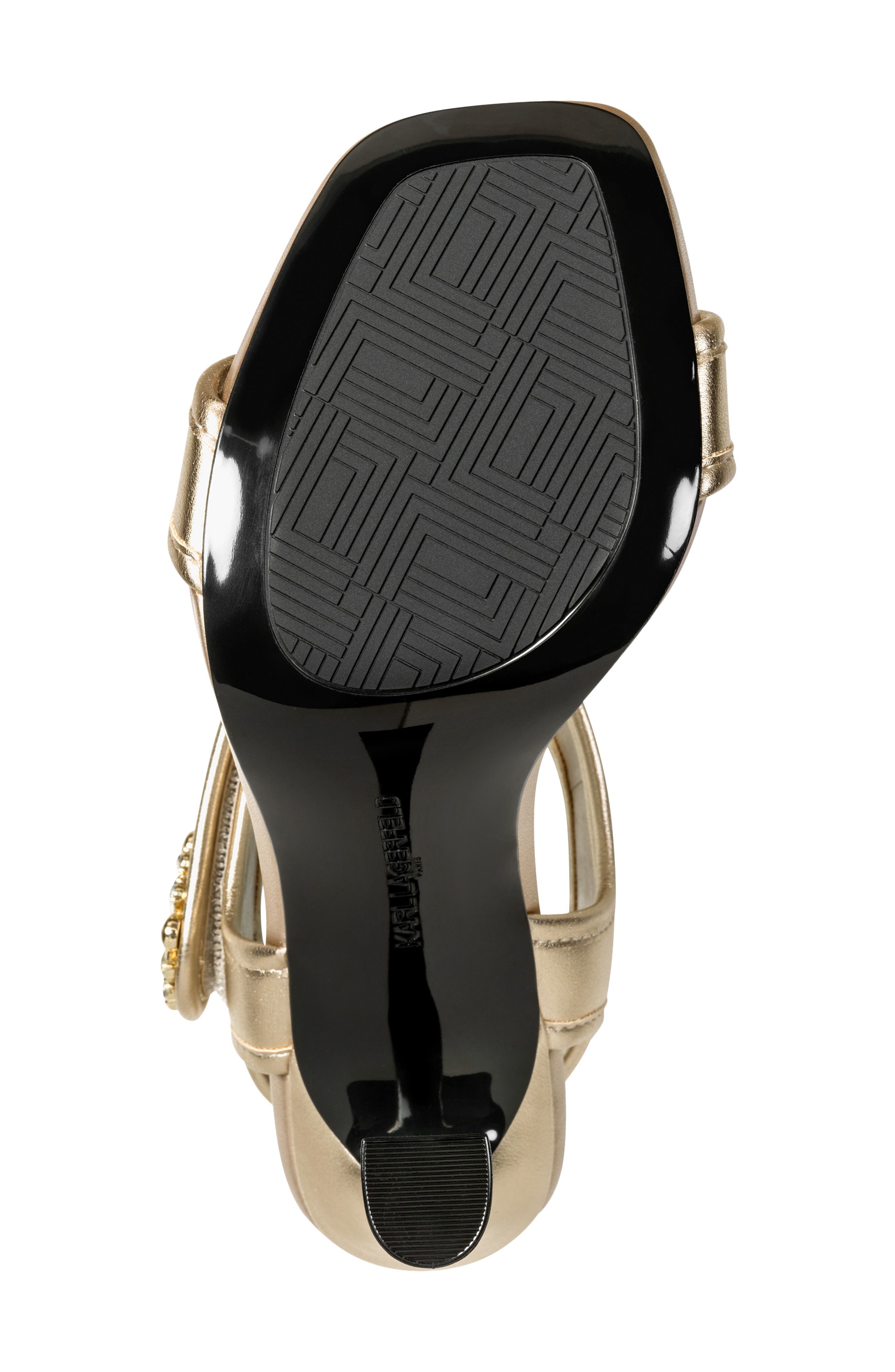 KARL LAGERFELD PARIS Celida Ankle Strap Sandal, Alternate, color, White Gold