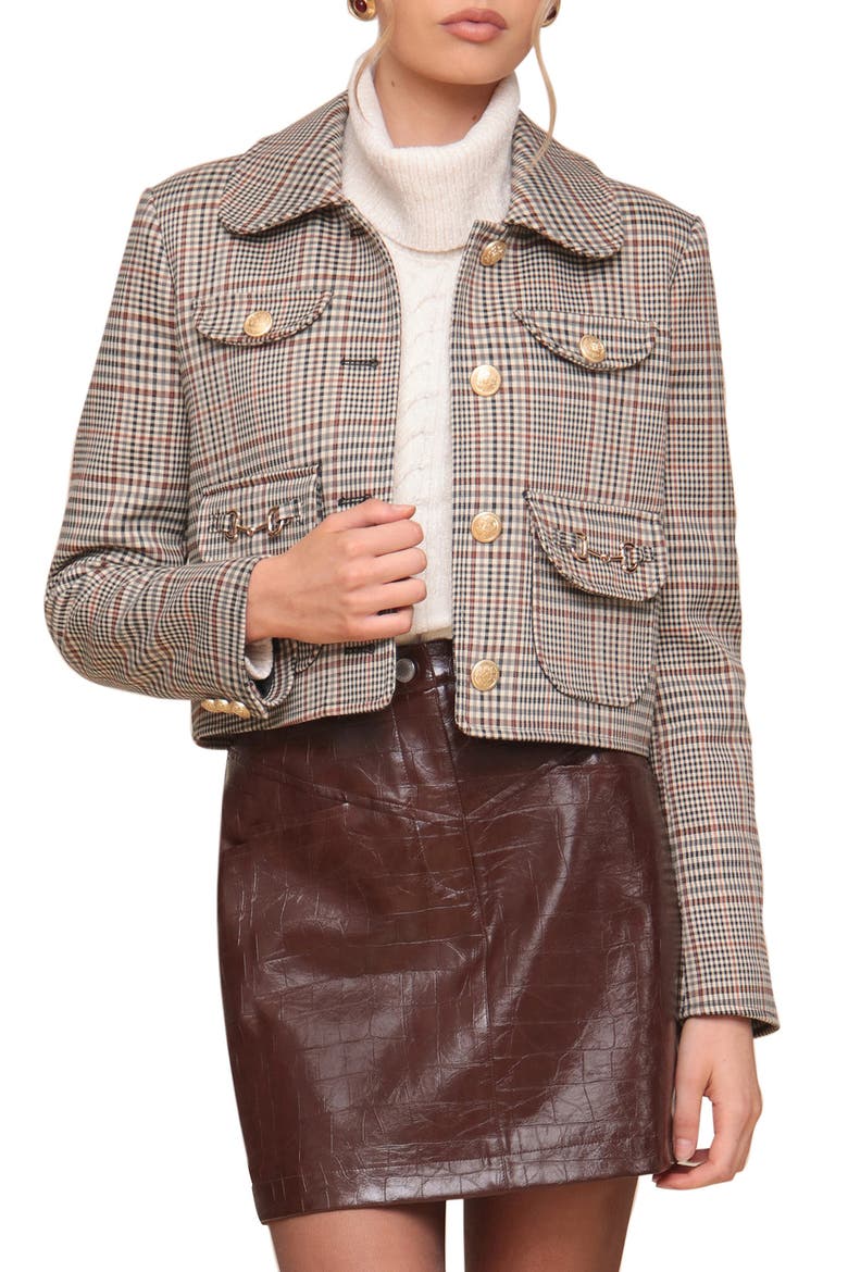 Check Plaid Crop Jacket, Alternate, color, ENGLISH TARTAN