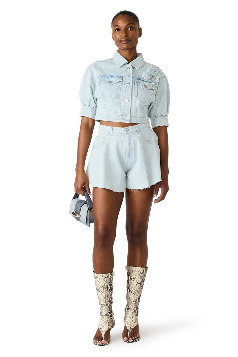 Serafina Short Sleeve Crop Denim Jacket (Women) | Nordstrom