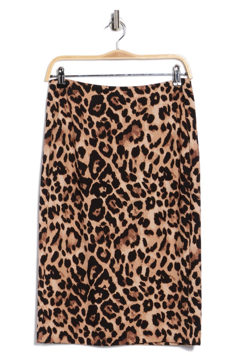 Leopard Print Ponte Knit Pencil Skirt, Alternate, color, CHEETAH PRINT