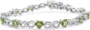 Haus of Brilliance Silver 1.00 Ctw Diamond and Created Green Heart Peridot Infinity Link Bracelet