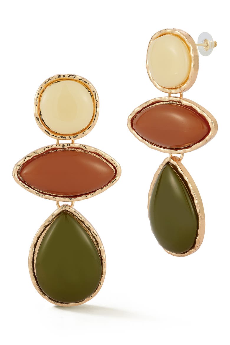 Faux Stone Drop Earrings, Main, color, GOLD