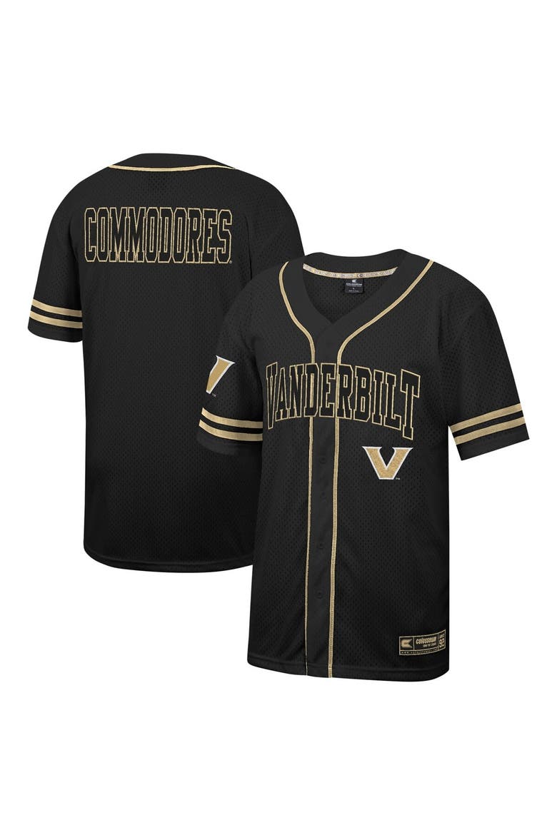 Men's Colosseum Black Vanderbilt Commodores Free Spirited Mesh Button-Up Baseball Jersey, Alternate, color, Black